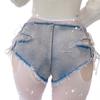Женские винтажные джинсовые шорты с низкой талией, узкие полые шорты, модная уличная одежда