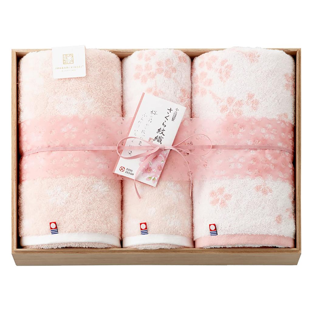 Стиль Takisada-Osaka Imabari Полотенце Imabari Kinsei Sakura Monori Набор полотенец Подарочный набор из 4 штук: Банное полотенце х 1 (60 x 110 см) Полотенце для лица x 2 (34 x 75 см)
