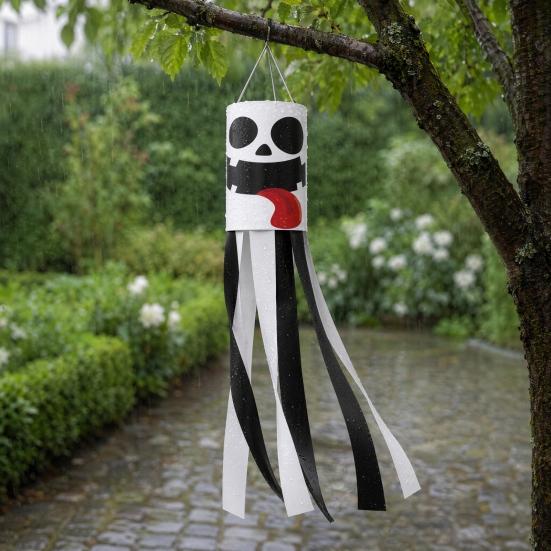 Hanging Door Decoration 39 Inch Halloween Windsock Flag, Cartoon Ghost Flag Windsock, Waterproof Decorative Wind Sock Ornament for Outdoor Garden Yard