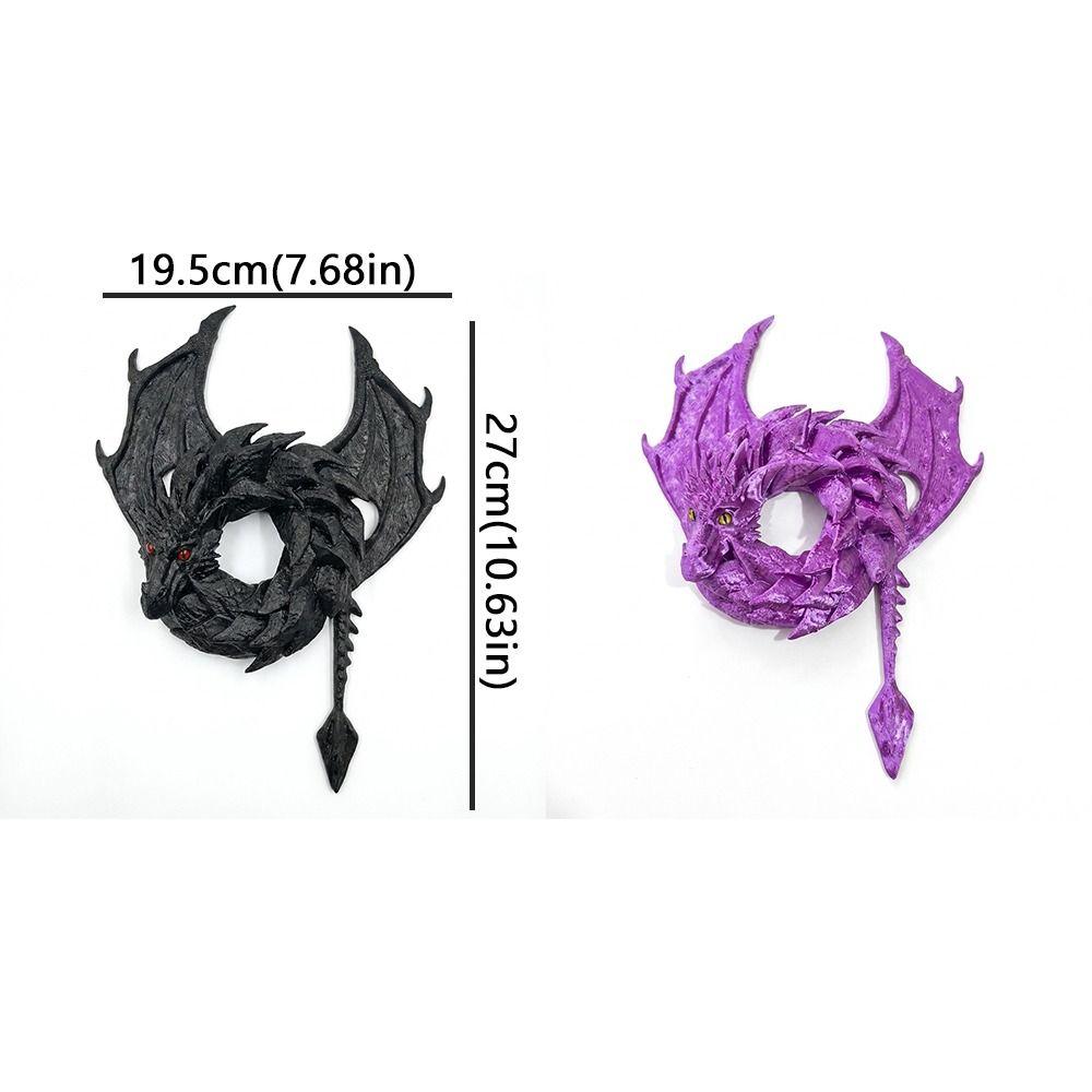 Gothic Fantasy Dragon Wreath Ornament Dark Style Dark Flying Dragon Sculpture  Bedroom