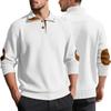 Men's Stand Collar Casual Sports Jacquard Button-Up Embroidered Long-Sleeved Henley Fashion Sweatshirt