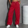 Women's Fashion Sport Solid Color Pocket Casual Sweatpants Pants