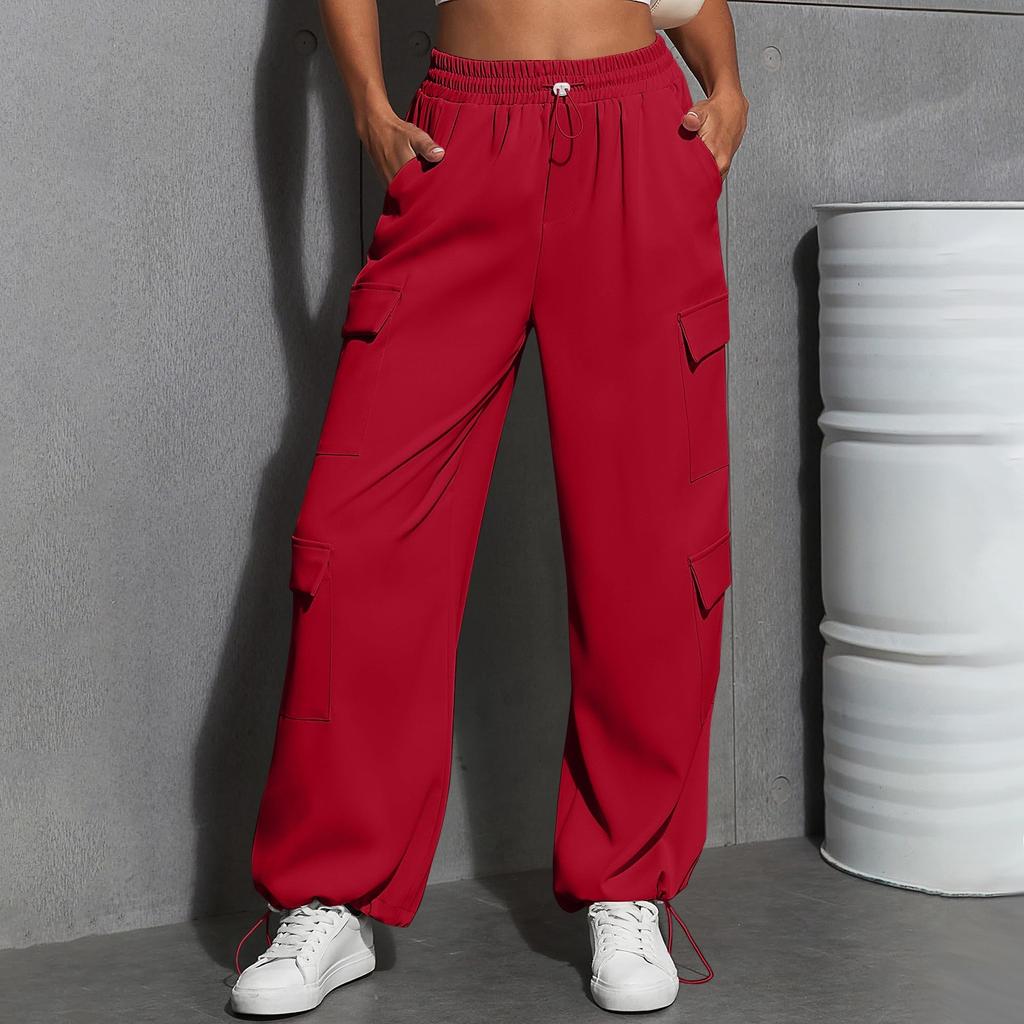 Women's Fashion Sport Solid Color Pocket Casual Sweatpants Pants