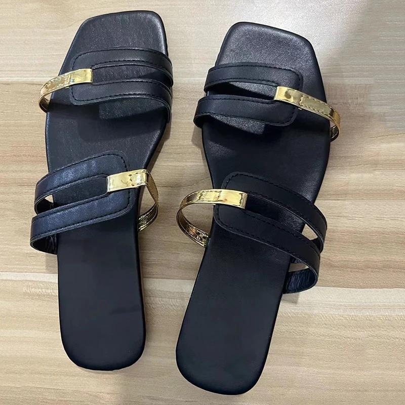 New Women's Shoes Summer Flats Flip Flops Dress Shallow Casual Female Slides Rome Open-toe Women Slippers Slingback Sandals