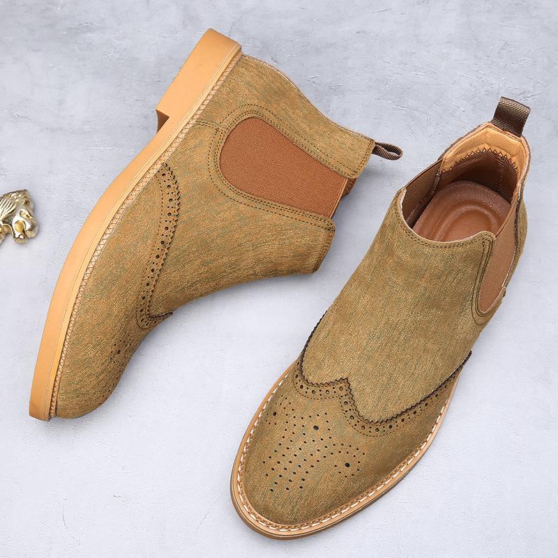 Large Size 4 Boots Men's Retro Short Boots Autumn and Winter Men's Boots Carved Martin Boots Men's