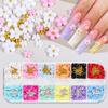 3D Acrylic Flower Colorful Nail Art Decoration Mixed Glitter Gold Silver Beads Gems Charms Kawaii Diy Nail Supplies Accessories