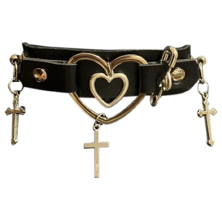 Кожаное Ожерелье Кулон Крест Ожерелье-чокер с Крестом для Женщин