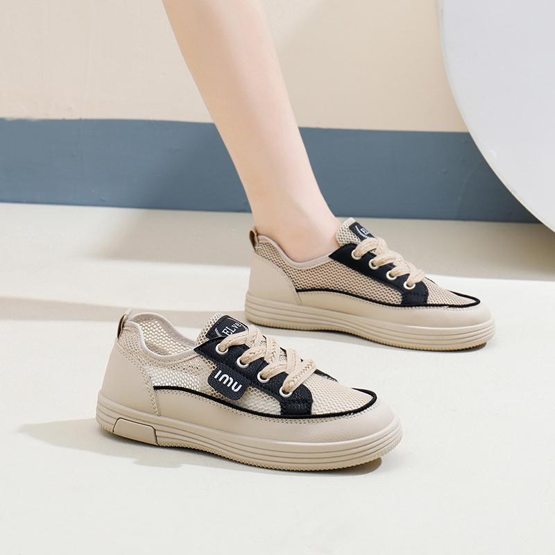 Fashion 2025 Shoes Female Mixed Colors Mesh Women's Vulcanize Shoes Outdoor Breathable Women Sneakers Lace Up Low Heel Casual Shoes