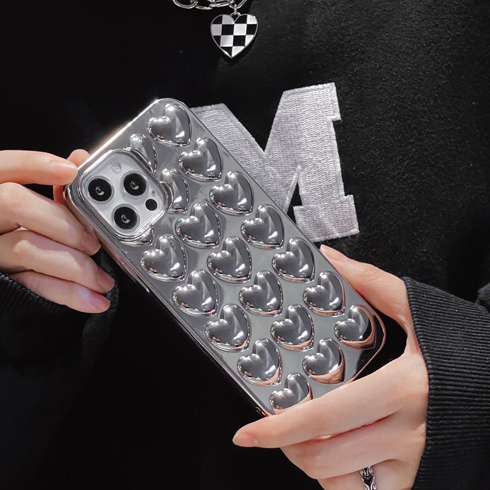 Роскошный чехол для телефона с ярким серебряным 3D-принтом Love для Iphone 14 13 12 Mini Xs 11 Pro Max Xr X 7 8 6 6s Plus Se 2020, мягкий чехол
