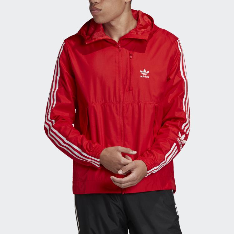 Adidas Куртка с капюшоном Originals Trefoil Lock Up WB на молнии для мужчин, верхняя одежда, ярко-розовая флуоресцентная FM3816