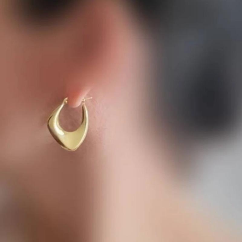 Простые Серебристые и Позолоченные Неправильной Формы Серьги-Кольца Женские Классические Универсальные Повседневные Вечерние Ювелирные Аксессуары Ручной Работы