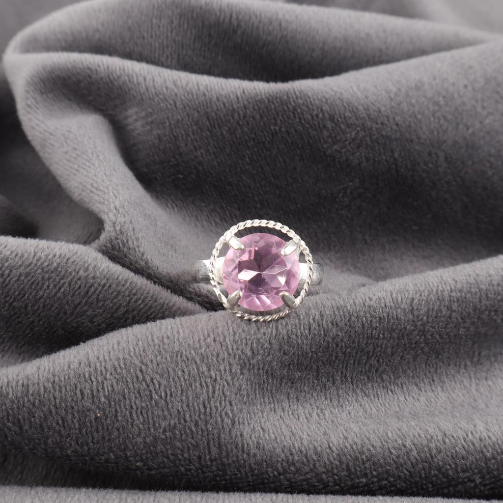 Morganite Gemstone Ring, 925 Sterling Silver Jewelry, Handmade Beautiful Silver Ring, Dainty Silver Ring, Women's Jewelry For Wedding Gift