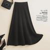 «Женская шерстяная юбка средней длины с высокой талией: Кашемировый трикотаж А-силуэта в корейском стиле на осень/зиму