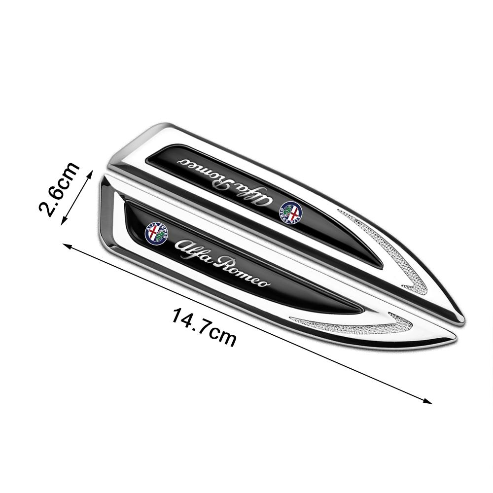 QGDM1 2pcs 3D Metal Badges Decal Stickers Side Wing Knife Emblem Car Stickers For Alfa Romeo Giulietta GT 159 147 156 Giulia Stelvio