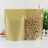 100PCS Clear Front Kraft Paper Zipper Storage Bag DIY Custom Logo Beaf Snack Candy Powder Coffee Spice Gift Packaging Pouches