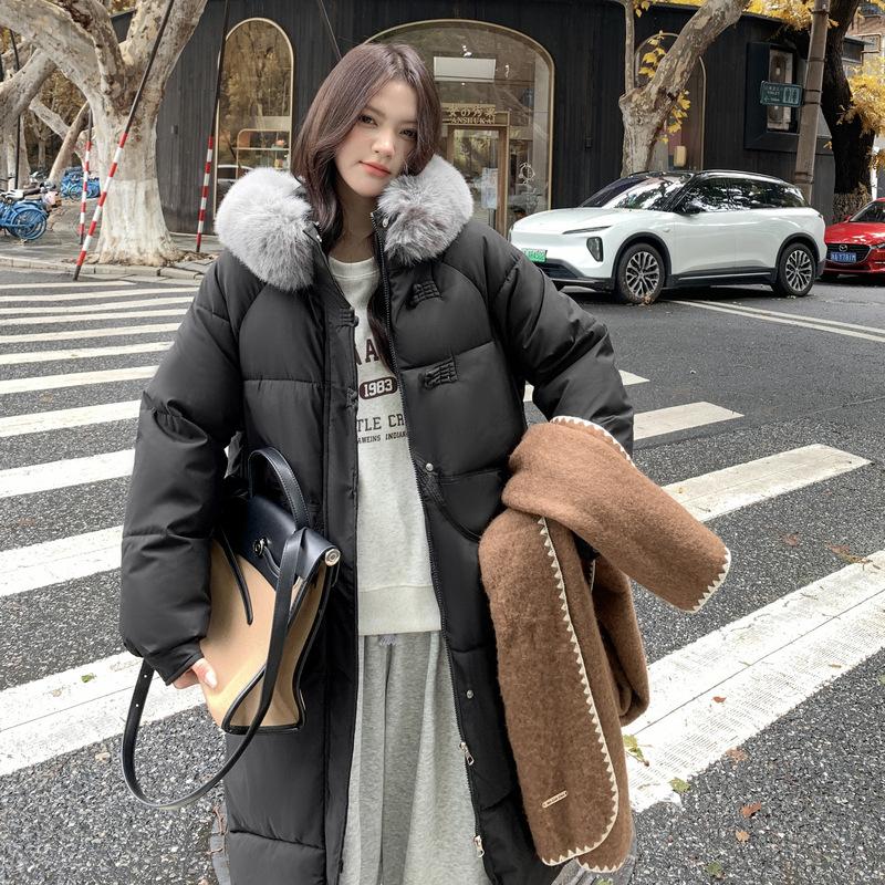 New winter large size cotton-padded clothes women's medium and long hooded cotton-padded clothes loose cotton-padded jackets thickened bread clothes