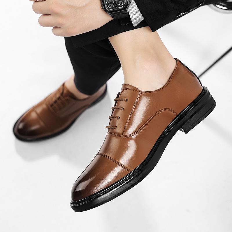 FashionMen Dress Shoes Formal Dress Shoe Black Leather Shoes Men Lace Up Point Toe Business Casual Shoes for Men Wedding Party Office