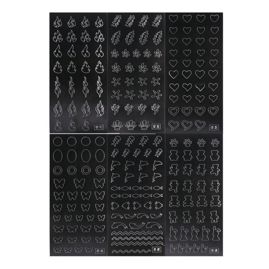 6Pcs Nail Art Stencil Stickers French Line DIY Manicure Tools Stencil Stickers for Creative Wavy Oblique Spray Designs