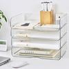 4Pcs 4-Tier Paper Organizer Stackable Desk Organizer Paper Tray Smooth Edge Transparent Workspace Organizers