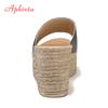 Aphixta Summer Woman Shoes Platform Wedge Slippers Beach High Heels Women Slipper Ladies Shoes Cork Gold Heel Flip Flop Sandals