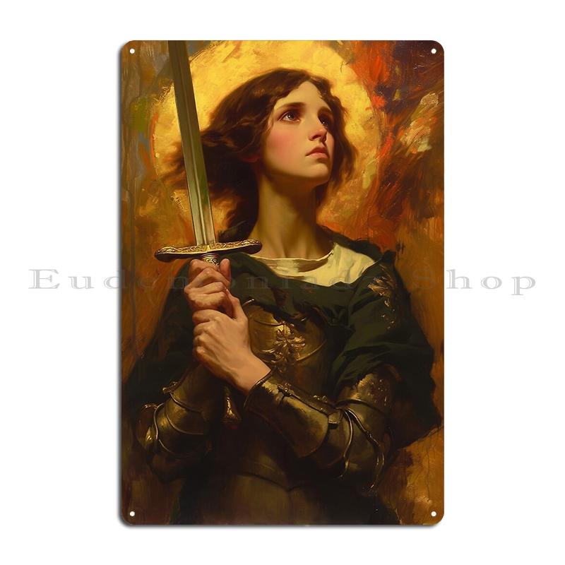 Жанна д'Арк Вторая мировая война Металлическая табличка Клуб Паб Гараж Классический Настенный декор Франция Жанна д'Арк Жестяная табличка Постер