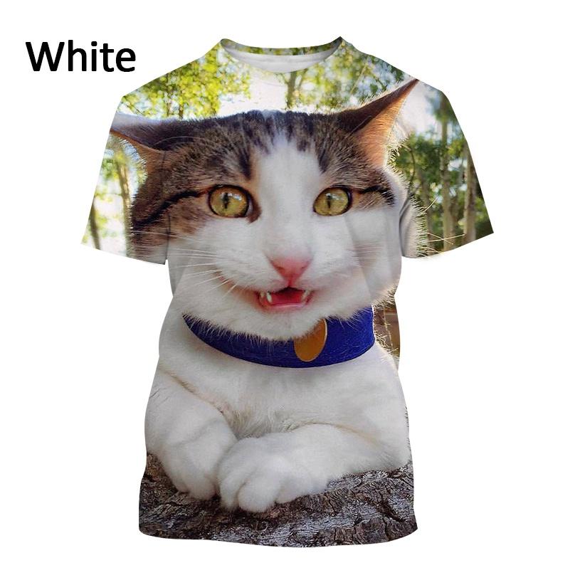 2024 Новая футболка с принтом «Забавный кот» в 3D-стиле, модная унисекс, хип-хоп, уличный стиль, повседневная футболка с круглым вырезом и коротким рукавом