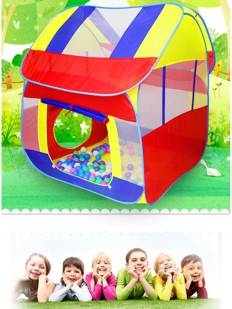 Foldable Indoor Play Tent with Basketball Hoop and Ball Pit for Kids