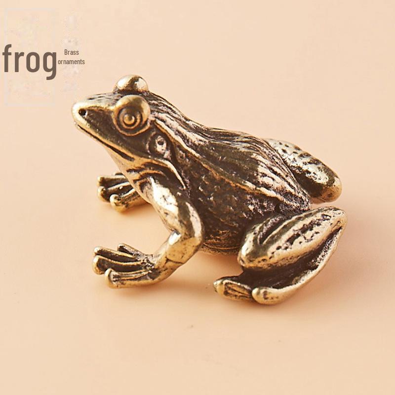 Solid Brass Retro Frog Tea Pet - Creative Home and Desktop Ornament