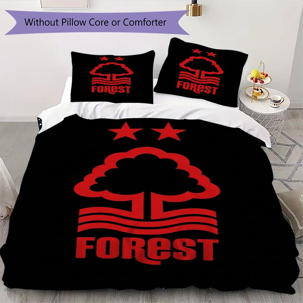 Nottingham Forest FC Pattern Bedding uilt Set uilt Cover Pillowcase Home Decoration Birthday Gift (1 * duvet cover + 2 * pillowcase without core)