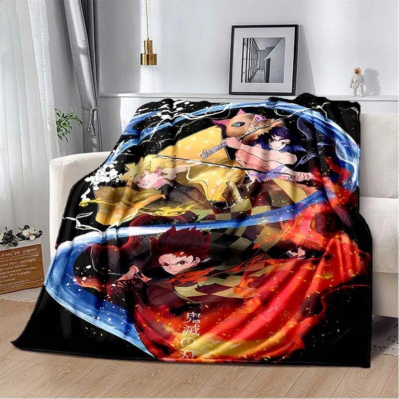 Модное одеяло Demon Slayer-легкое фланелевое покрывало для дивана и кровати, одеяло с цифровой печатью из мягкой фланелевой ткани с червями
