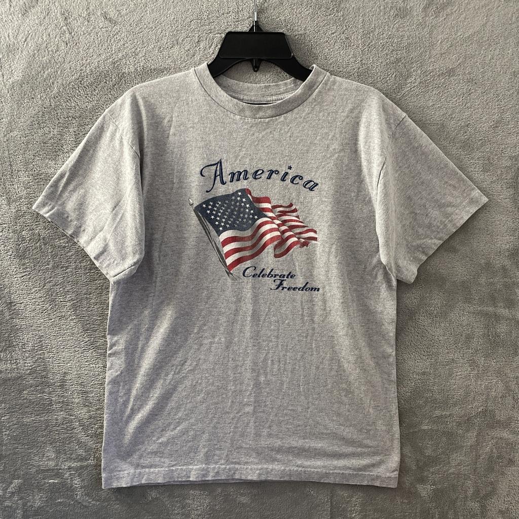 US Ts Heavy 707 T-Shirt Mens Medium America Gray Crew Neck Short Sleeve Made USA