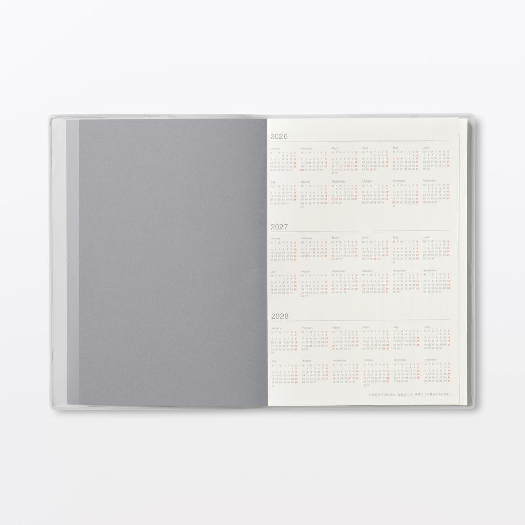 MUJI Понедельник Март Белый 76418801 Ежемесячный/Еженедельный Планировщик, Старт, 2026, B6, Серый,
