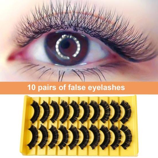 Eyelashes 3D Effect Realistic Curled Russian Volume Eyelashes Makeup Prop Daily Life