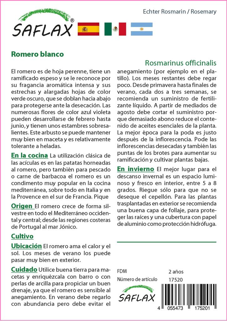 SAFLAX Garden in the Bag - Розмарин - 100 семян - С субстратом в подходящем пакете-стойке - Rosmarinus officinalis