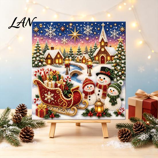 Handmade Seasonal Wall Decor Christmas Faux Pearl Art Kit, DIY Church Painting Jesus Ornaments Holy Family Craft Kit for Adults, Holiday Gift Lovers