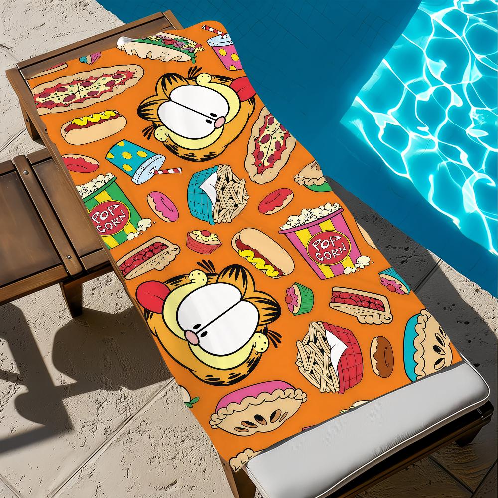 cute fun cartoon art cat Towel soft Beach Towels Trip swim Pool bathing G-GarfieldS Towel Gym Spa home Decor Gift Holiday