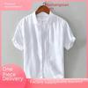 Men's Fresh Casual Short-Sleeve Cotton Linen Shirt - Japanese Summer Style