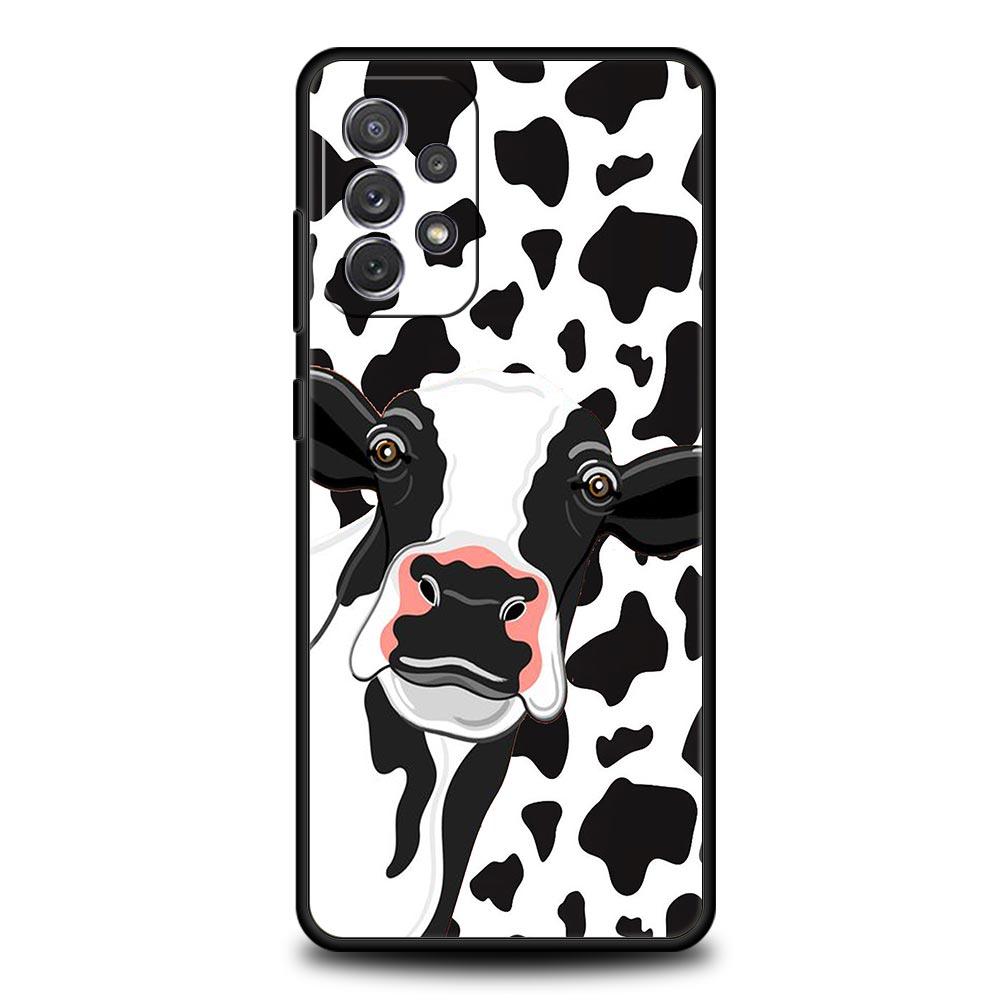 White Black Cow Pattern Phone Case for Samsung A51 A71 A21S A12 A15 A25 A31 A41 A52 A32 A23 A33 A53 A73 A03S A05S A13 5G Cover