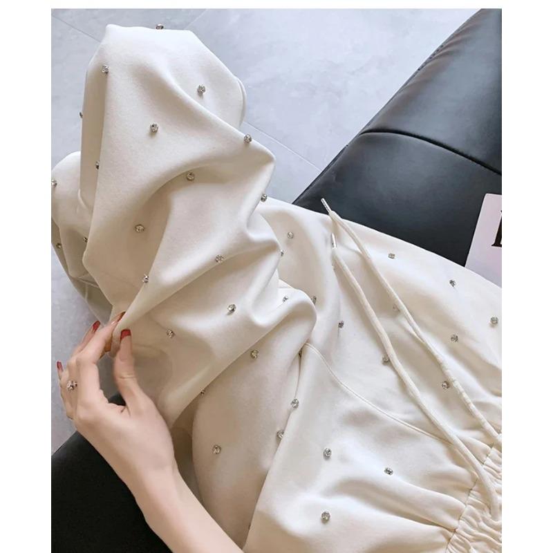 Heavy Industry Hot Diamond Wide Leg Pants for Women's Spring New Casual High Waist Loose Straight Tube Drop Floor Dragging Pants