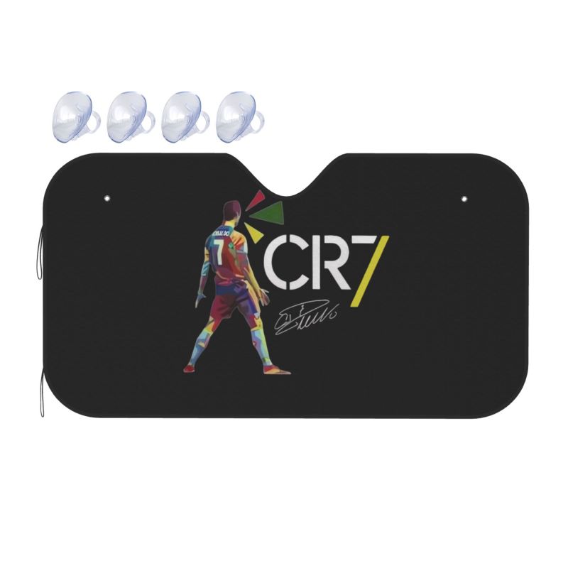 CR7 Soccer Lovers Print Car Front Windshield Sun Shade Auto Blocks Uv Rays Sun Visor Protector Foldable Car Sunshade