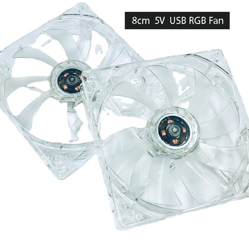 USB Fan 5V Air Cooling RGB Fan Cooler 8x8 12x12cm LED Light Mute PC Computer Fan with 100CM cable for Hamester Cage Fish Tank