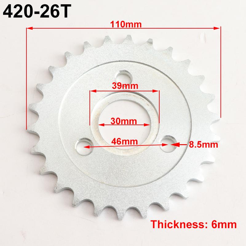 Мотоцикл 24T/26T/28T/29T/31T/35T/37T Зубьев 30 мм Задняя звезда цепи Подходит для Honda Monkey Мотоцикл Питбайк Кроссовый Мотоцикл Цепь 420/428