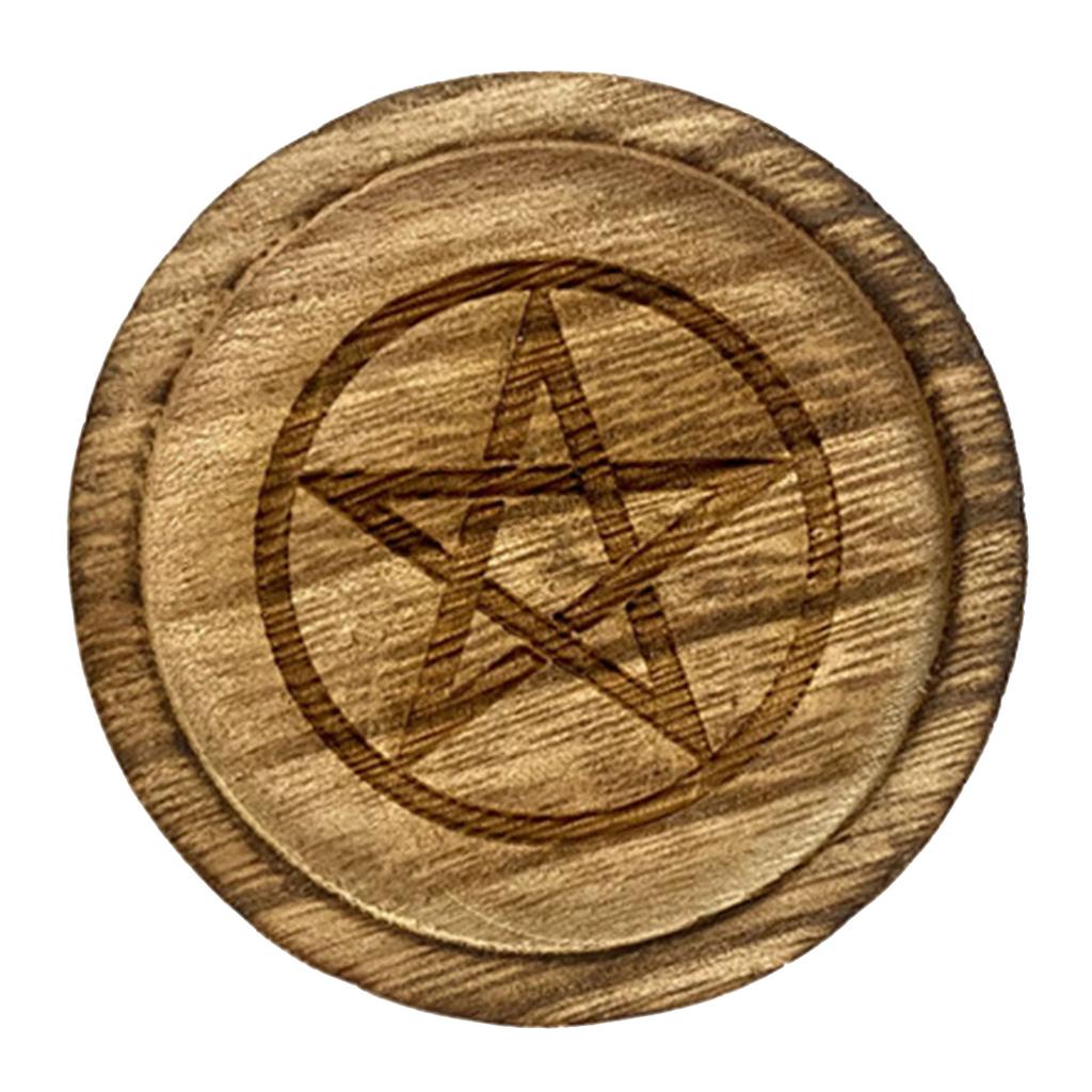 Astrology Pentagram Candlestick Table Pentacles Altars Plate Candle Holders Wood Divination Ceremony Candlestick Boards