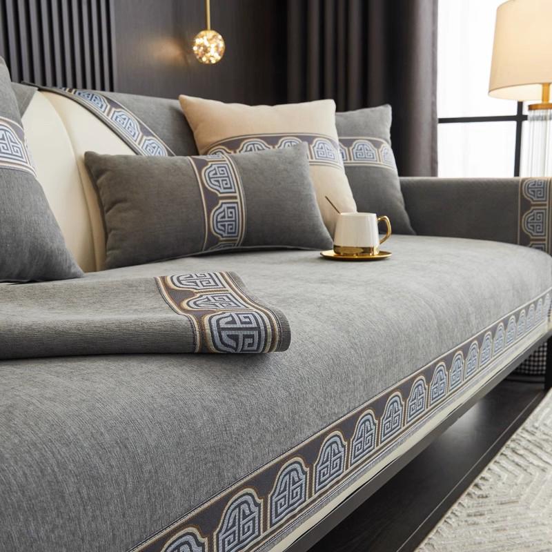 Ретро Кофейная Подушка для Дивана Новый Китайский Стиль Четыре Сезона Универсальная Накладка на Диван Шенилловое Полотенце для Спинки Дивана Чехол для Дивана Домашний Декор