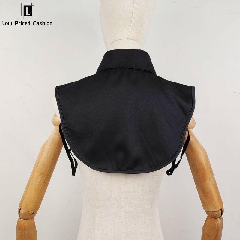 Women Fashion Solid Colour Black White Vertical Small Flip Collar Detachable Versatile Shirt Jumper Jumper Fashion False Collar