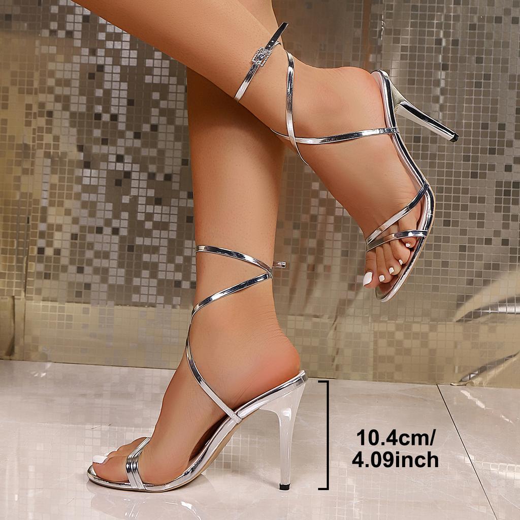 Мода Сексуальные Туфли-лодочки Сандалии Женские Вечерние Тонкий Супер Высокий Каблук Обувь для Женщин Однотонная Кожа На шнуровке Летняя Обувь Большого размера