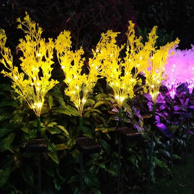 2 шт. светодиодный солнечный водонепроницаемый частный садовый наземный светильник для цветов канолы уличный солнечный светильник для цветов канолы водонепроницаемый сад