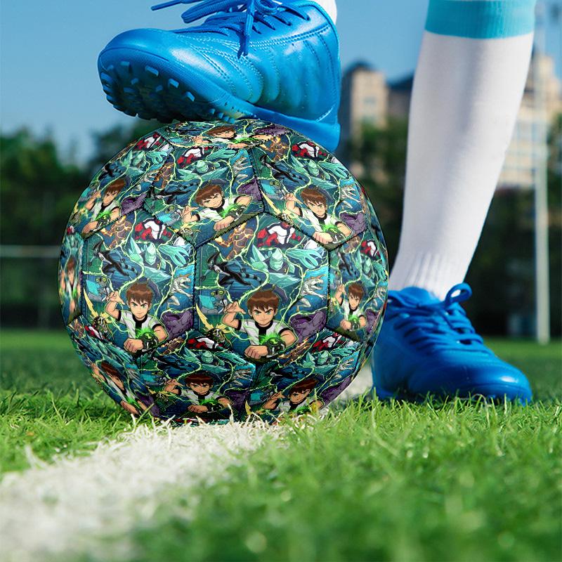 Ben 10 Cartoon Print Size 5 Soccer Ball, PU Wear Resistant Football for Match Training and Daily Practice, Birthday Gift for Soccer Fans