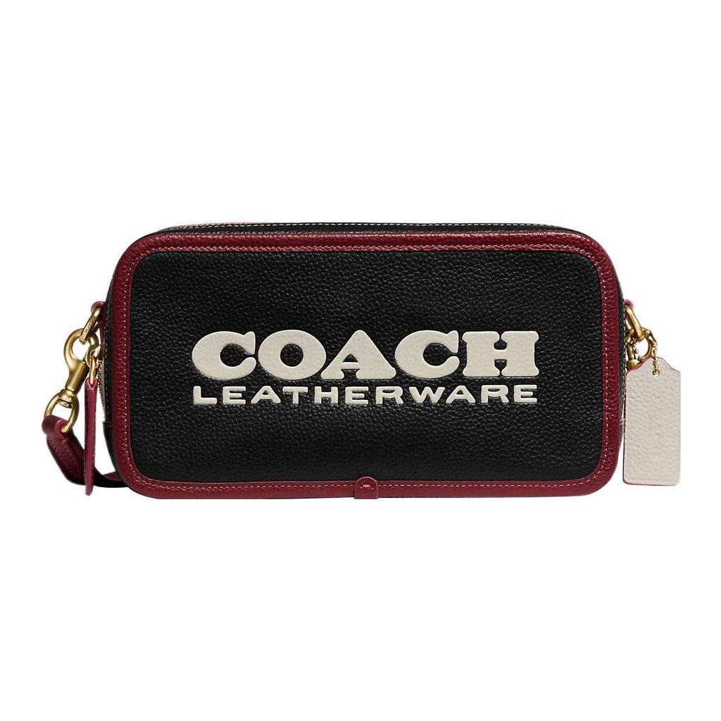 New COACH Kia Natural Pebbled Leather Camera Bag, Shoulder Bag, Crossbody Bag Women's Black CE735-B4M2