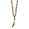 Ethnic Handmade Buddhist Jewelry Horn Mala Pendant Wood Beads Necklace Long Necklace